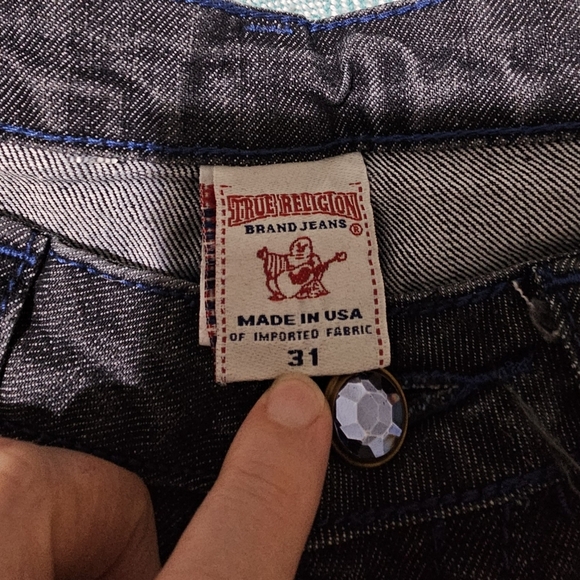 TRUE RELIGION Blue Sequined Horseshoe Skinny Jeans Womens Size 31 - Picture 6 of 6